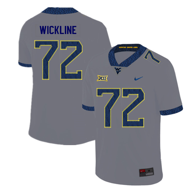 2019 Men #72 Kelby Wickline West Virginia Mountaineers College Football Jerseys Sale-Gray